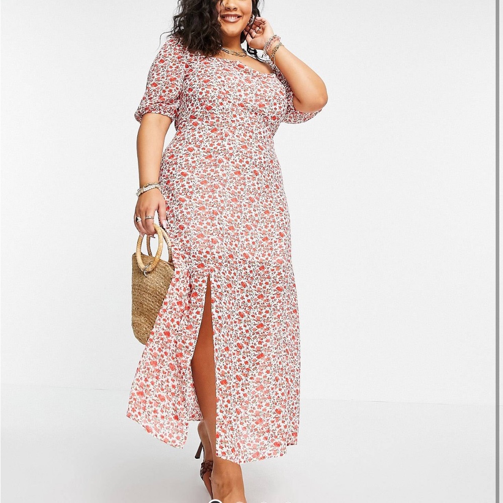🆕 Puff Sleeve Maxi Dress with Thigh Split